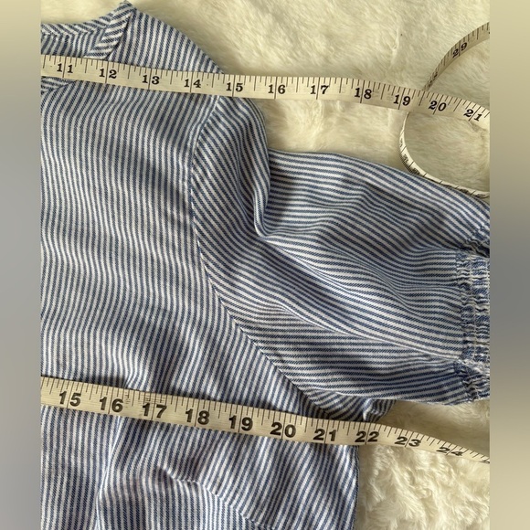 Zoe & Rachel Blue/White Stripes Bell Sleeves Cotton Plus Size Blouse Top, Sz: 1X - Picture 10 of 11
